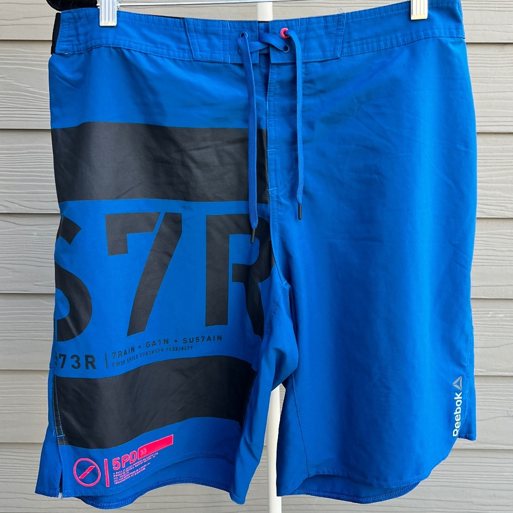 Reebok Men’s Blue Graphic Athletic Shorts Size L